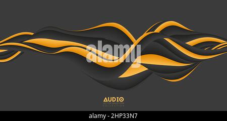 Visualisierung von Schallwellen. Solide 3D-Wellenform. Muster für Sprachmuster. Stock Vektor