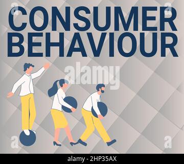 Handschriftentext Kundenverhalten, Unternehmensübersicht Entscheidungen, die zeigen, treffen, um ein Produkt zu kaufen oder nicht zu kaufen Illustration der Gruppe bringt ihre Stockfoto