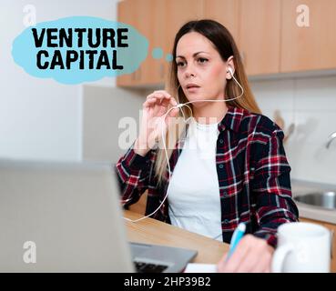 Inspiration showing sign Venture Capital, Word geschrieben über die Finanzierung, die von Firmen an kleine Frühphasenunternehmen bereitgestellt wird Erfahrungsaustausch über Video Blogg Stockfoto