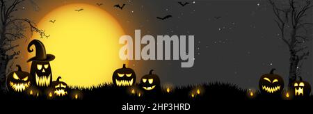 Halloween toter Baum und Kürbisse vor Vollmond Stock Vektor