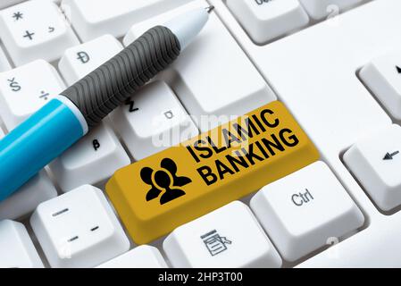 Konzeptionelle Anzeige Islamic Banking, Word für Banking-System auf den Prinzipien des islamischen Rechts eingeben Spiel-Programm-Codes, Programmierung neu spielbar Stockfoto