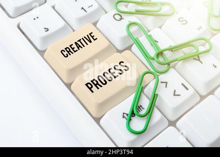 Hand schreiben Zeichen kreativen Prozess, Wort für Akt der Herstellung neuer Verbindungen zwischen alten Ideen einzigartige Abstract tun virtuelle Buchhaltung, Listing New PR Stockfoto