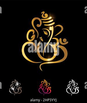 Goldenes Ganesha-Vektorzeichen Stock Vektor