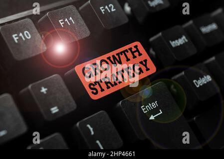 Handschrift Text Wachstumsstrategie, Internet-Konzept Strategie auf den Gewinn größeren Marktanteil in kurzfristigen Verbindung mit Online-Freunde, eine Stockfoto