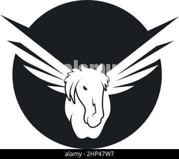 Pegasus Einhorn mit Flügeln Vektor-Symbol Vorlage Illustration Stock Vektor