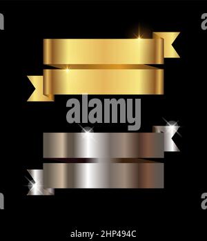 Goldenes und verchromtem Band Vektorschild Stock Vektor