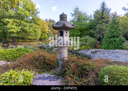 Japanischer Garten in im Szczytnicki Park, exotische Pflanzen, Breslau, Polen. Der Japanische Garten wurde 1909-1913 gegründet Stockfoto