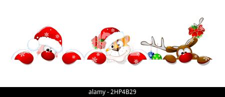 Weihnachtsmann, Tiger und Hirsch Stock Vektor