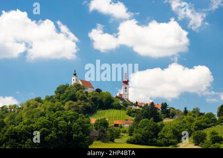 Stadt Straden und Weinberge in der Steiermark, Österreich Stockfoto