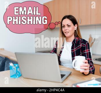 Textschild mit E-Mail-Phishing, Business Approach-E-Mails, die auf Websites verweisen können, die Malware verbreiten Abstract Online Conference Discussion, Di Stockfoto