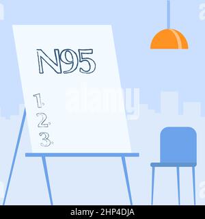 Konzeptionelle Darstellung N95, Internet-Konzept Persönliche Schutzausrüstung, die zum Schutz des Trägers verwendet wird Empty Portrait Artwork Design mit Skyscrap Stockfoto