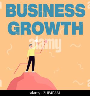Konzeptunterschrift Unternehmenswachstum, Unternehmensübersicht ein langfristiges Stadium, in dem Unternehmen für Expansion qualifiziert ist Geschäftsmann, der auf Big RO setzt Stockfoto