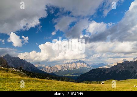 Landschaft am Giau-Pass in den Dolomiten, Italien Stockfoto