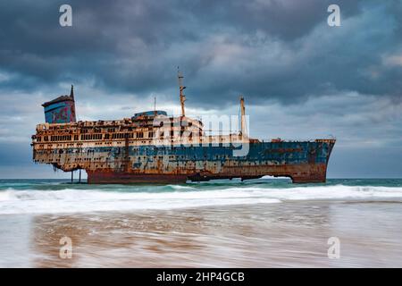 SS American Star Schiffbruch auf Fuerteventura, Kanarische Inseln, Spanien Stockfoto