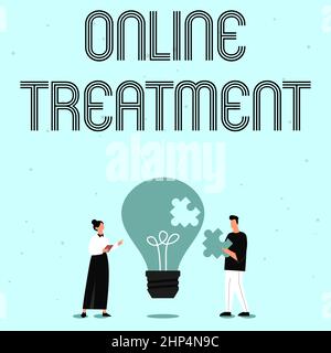 Schreiben Anzeige Text Online-Behandlung, Geschäftsübersicht Bereitstellung psychischer Gesundheitsdienste über das Internet Illustration der Partner Bulding New wo Stockfoto