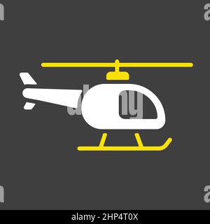 Hubschrauber flache Vektor-Symbol-Design isoliert auf dunklem Hintergrund Stock Vektor
