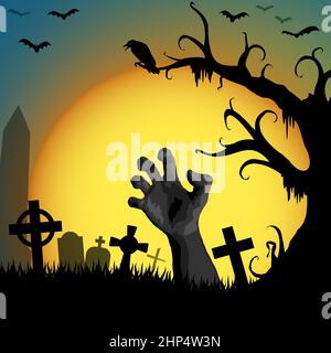 Halloween untote Hand vor Vollmond Stock Vektor