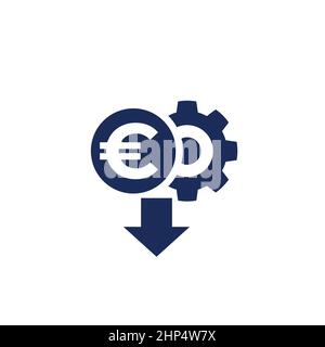 Symbol für Kostensenkung mit Euro Stock Vektor