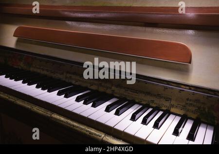 Aufrechter Klavier, Nahaufnahme. Stockfoto