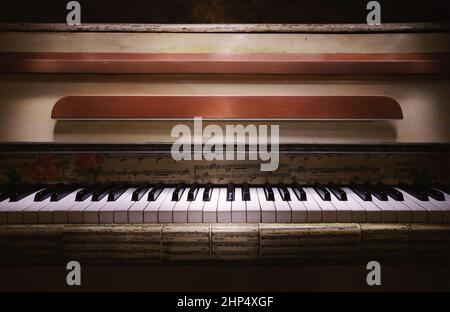 Aufrechter Klavier, Nahaufnahme. Stockfoto