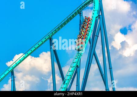 Leviathan Roller Coaster, Vergnügungspark Ride, Canada's Wonderland, Vaughn, Ontario, Kanada Stockfoto