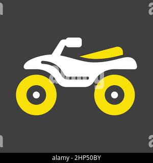 ATV-Fahrer, Quad Bike flache Vektor-Symbol auf dunklem Hintergrund Stock Vektor