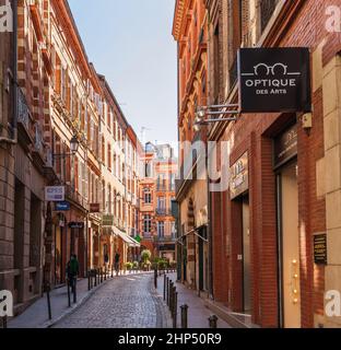 Rue des Arts in Toulouse im Winter, in Haute Garonne, Oczitanien, Frankreich Stockfoto