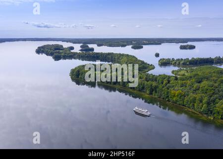 Luftaufnahme über Prinzeninsel / Prinzeninsel im Großen Plöner See / Grosser Ploener See, Schleswig-Holstein, Deutschland Stockfoto