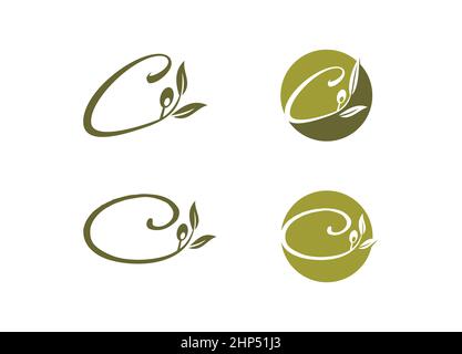 Olivfarbenes Monogramm Logo Buchstabe C Stock Vektor