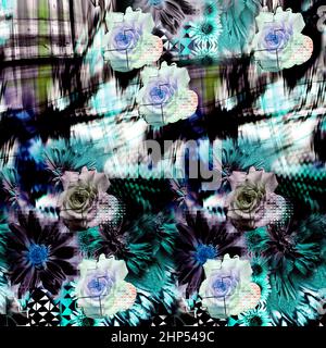 Abstraktes Design strukturierter Blumen bereit für Textildrucke. Stockfoto