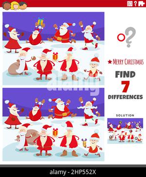 Unterschiede Aktivität für Kinder mit Weihnachtsmann Zeichen Stock Vektor