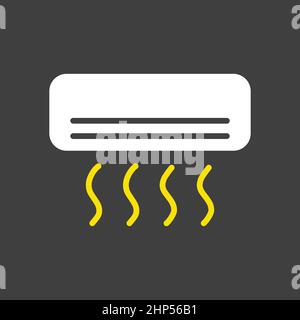 Flaches Vektorsymbol für die Klimaanlage mit geteilter Klimaanlage auf dunklem Hintergrund Stock Vektor