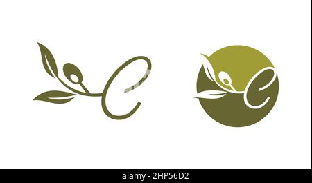 Olivfarbenes Monogramm Logo Buchstabe C Stock Vektor