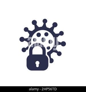 Sperrsymbol, Symbol für Virenbeschränkungen auf Weiß Stock Vektor