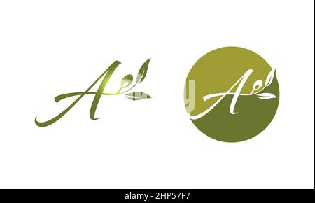 Olivfarbenes Monogramm Logo Buchstabe A Stock Vektor