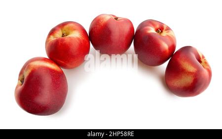 Nektarine Pfad isoliert auf weißem Stockfoto