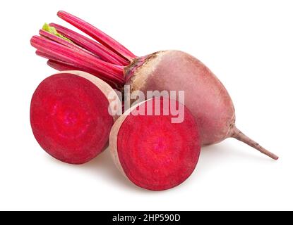 In Scheiben geschnittene rote Beete Pfad isoliert auf weißem Stockfoto