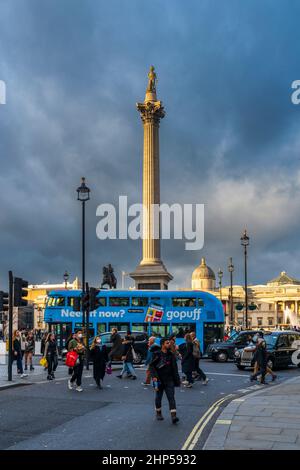 Nelson's Column, Trafalgar Square, London, Großbritannien, Europa. Stockfoto