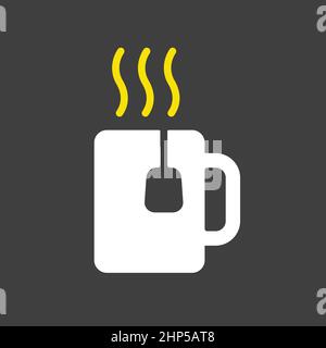 Vektor-Symbol für Teetasse auf dem weißen Symbol isoliert Stock Vektor