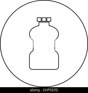 Plastikflasche Cleanser Symbol im Kreis rund schwarz Farbe Vektor Illustration Solid Umriss Stil Bild Stock Vektor