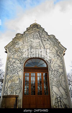 Die Kalvarienkapelle im Petrin-Park zeigt den Moment der Auferstehung Christi, Prag, Tschechische republik Stockfoto