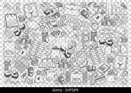 Finanzgeschäft Doodle Set Stock Vektor