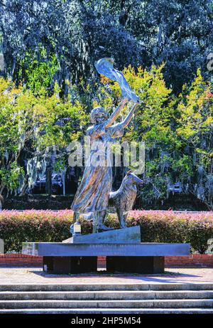 Waving Girl Statue in Savannah Stockfoto