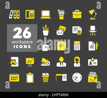 Vektorsymbole für den Arbeitsbereich festgelegt. Arbeitsbereichsschild Stock Vektor