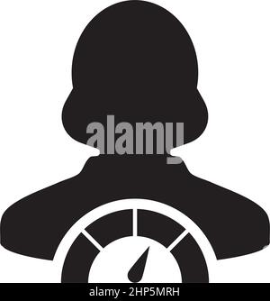 Social Credit Symbol Score Meter Vektor weibliche Benutzer Person Profil Avatar Symbol für in einer Glyphe Piktogramm Illustration Stock Vektor