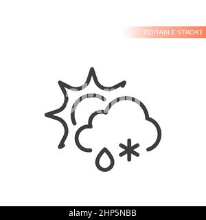 Wettersymbol mit Sonne, Schnee, Wolken und Regen Stock Vektor