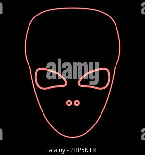 Neon außerirdischen Gesicht oder Kopf rot Farbe Vektor Illustration flachen Stil Bild Stock Vektor