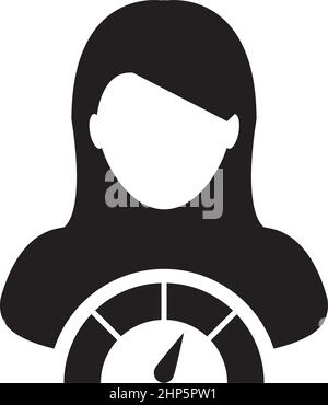 Social score Symbol Score Meter Vektor weibliche Benutzer Person Profil Avatar Symbol für in einer Glyphe Piktogramm Illustration Stock Vektor