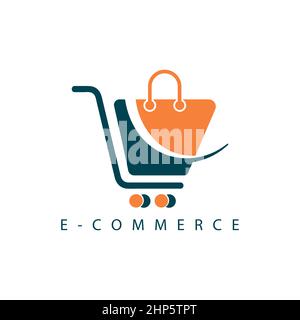 Vektor-Warenkorb Logo-Symbol E-Commerce-Einkaufstasche und Einkaufstasche Stock Vektor