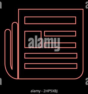 Neon Zeitung rot Farbe Vektor Illustration flachen Stil Bild Stock Vektor